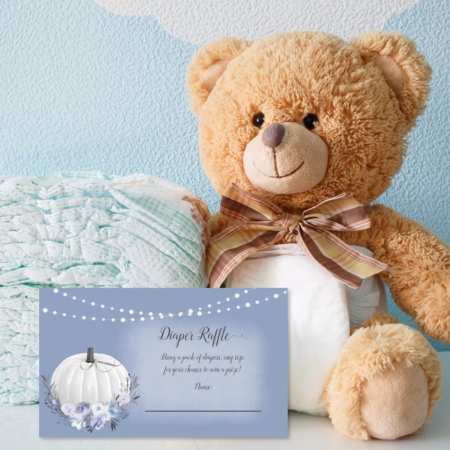 Elegant Pumpkin Baby Diaper Raffle Dusty Blue Enclosure Card (Creator Uploaded)