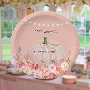 Elegant Pumpkin Baby Girl Shower Paper Plate