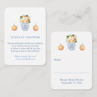 Elegant Pumpkin Blue White Autumn Display Shower