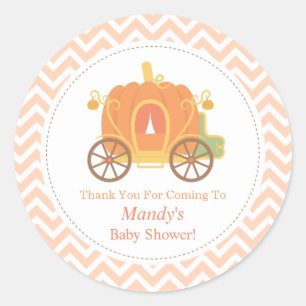 Elegant Pumpkin Carriage Baby Shower Decor Classic Round Sticker