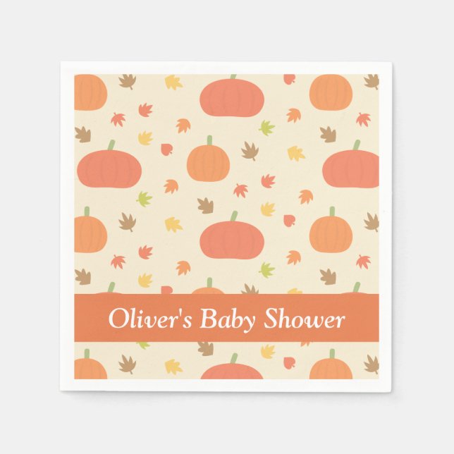 Elegant Pumpkin Fall Baby Shower Napkins (Front)