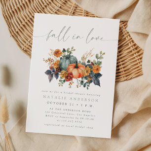 Elegant Pumpkin Fall in Love Bridal Shower Invitation