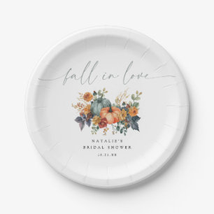 Elegant Pumpkin Fall in Love Bridal Shower Paper Plate