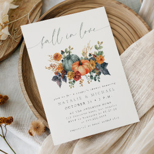 Elegant Pumpkin Fall in Love Couple's Shower Invitation