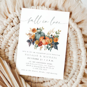 Elegant Pumpkin Fall in Love Engagement Party Invitation