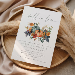 Elegant Pumpkin Fall in Love Wedding Anniversary Invitation