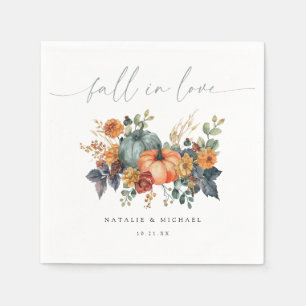 Elegant Pumpkin Fall in Love Wedding Napkin