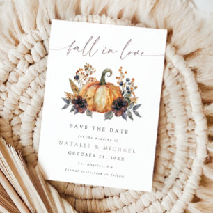 Elegant Pumpkin Fall in Love Wedding Save The Date