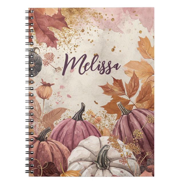 Elegant Pumpkin fall pattern Notebook (Front)