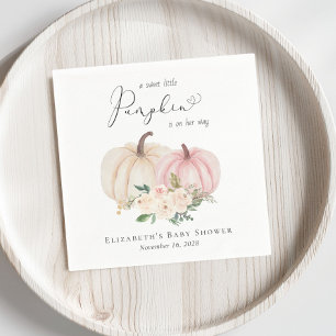 Elegant Pumpkin Floral Baby Girl Shower Napkin