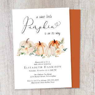 Elegant Pumpkin Floral Baby Shower Invitation