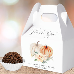 Elegant Pumpkin Floral Baby Shower Thank You Favour Box
