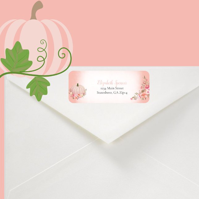 Elegant Pumpkin Floral Return Address (Creator Uploaded)