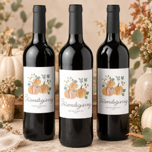Elegant Pumpkin Friendsgiving Wine Label