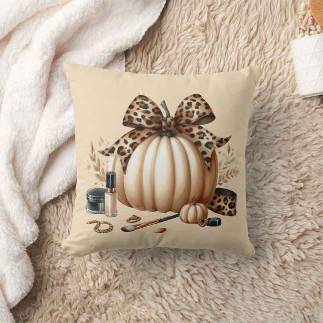 elegant  pumpkin large print leopard tie  cushion (Creator Uploaded)