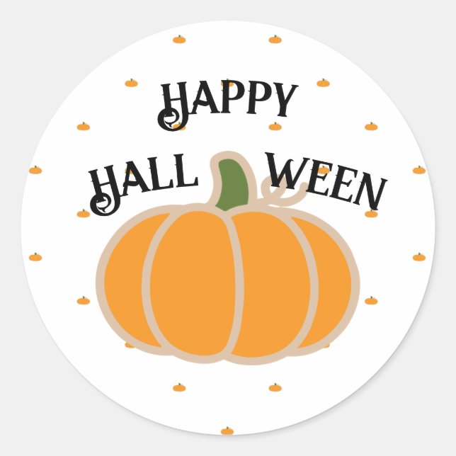 ELEGANT PUMPKIN PATTERN HAPPY HALLOWEEN STICKER (Front)
