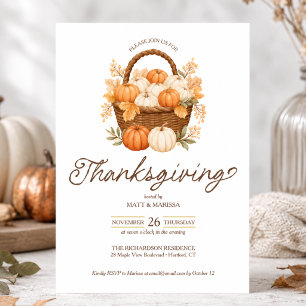 Elegant Pumpkin Thanksgiving Dinner Invitation