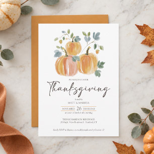 Elegant Pumpkin Thanksgiving Dinner Invitation