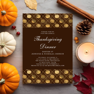 Elegant Pumpkin Thanksgiving Dinner Party  Invitation