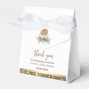 Elegant Pumpkin White and Gold Thank You Favour Box