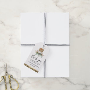 Elegant Pumpkin White and Gold Thank You Favour Gift Tags