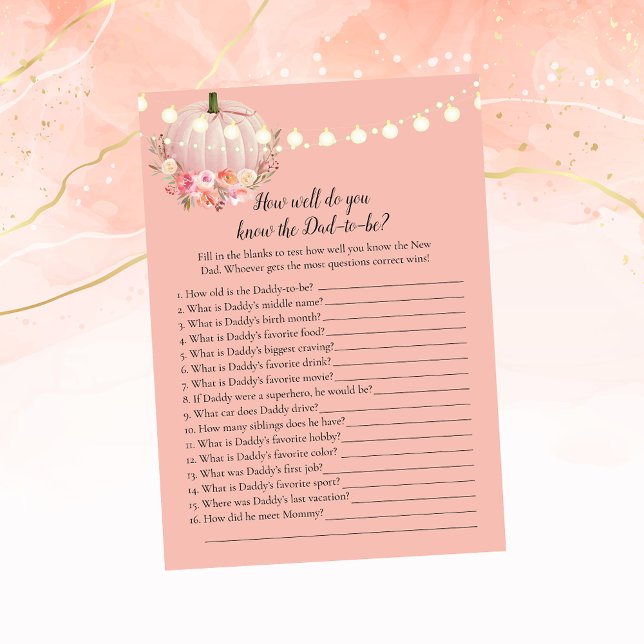 Elegant Pumpkin Who Knows Dad Best Shower Game Invitation (Creator Uploaded)