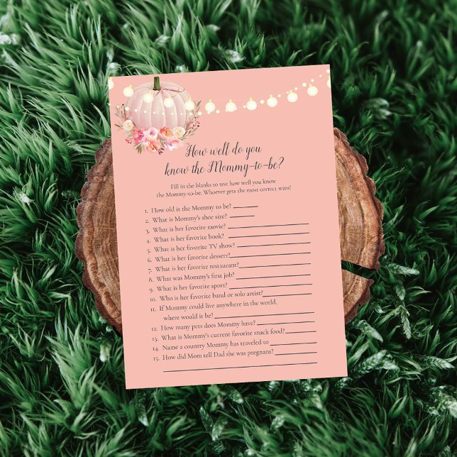 Elegant Pumpkin Who Knows Mummy Baby Shower Game Invitation (Creator Uploaded)