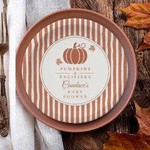 Elegant Pumpkins & Pacifiers Baby Shower  Paper Plate