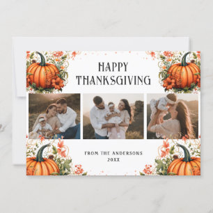 Elegant Pumpkins Photo Happy Thanksgiving Card
