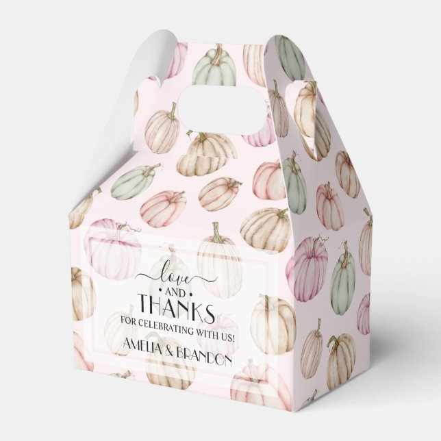 Elegant Pumpkins Pink Girl Baby Shower Small Favour Box (Front Side)