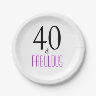 Elegant Purple 40th Birthday Party Paper Plate