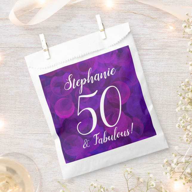 Elegant Purple 50 and Fabulous Birthday Party  Favour Bags (Clipped)