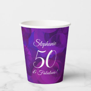 Elegant Purple 50 and Fabulous Birthday Party Paper Cups