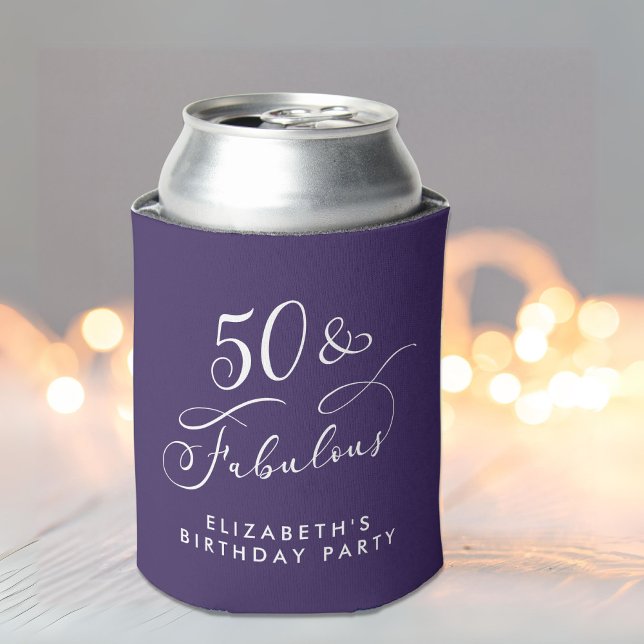 Elegant Purple 50th Birthday Party Can Cooler (Creator Uploaded)