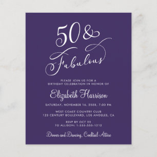Elegant Purple 50th Birthday Party Invitation