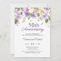 Elegant Purple 50th Wedding Invitation