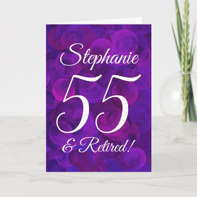 Elegant Purple 55 and Retired Happy Retirement Card (Front)