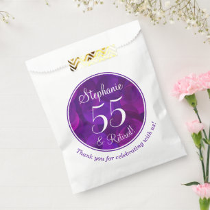 Elegant Purple 55 and Retired Retirement Party Favour Bags
