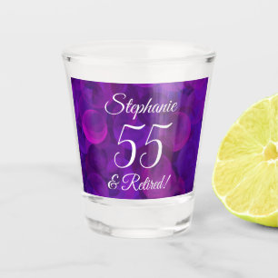 Elegant Purple 55 and Retired Retirement Shot Glass