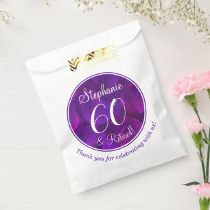 Elegant Purple 60 and Retired Retirement Party Favour Bags