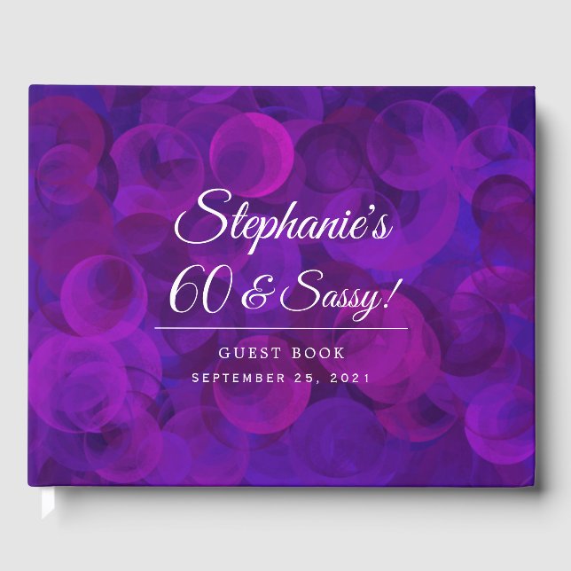 Elegant Purple 60 and Sassy Birthday Party Guest Book (Front)