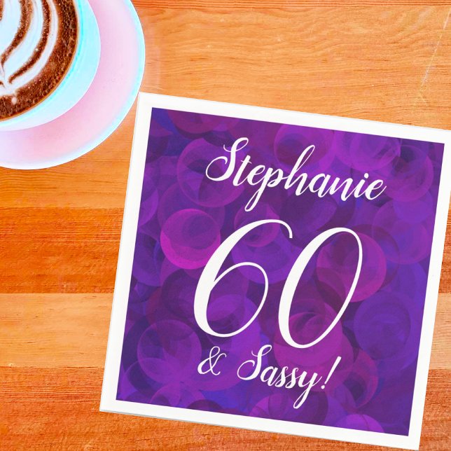 Elegant Purple 60 and Sassy Birthday Party Napkin (Creator Uploaded)