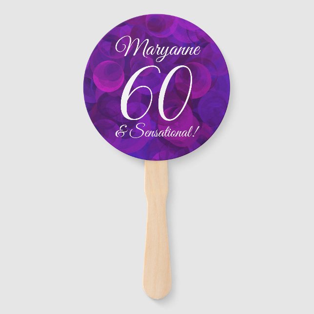 Elegant Purple 60 and Sensational Birthday Hand Fan (Front)