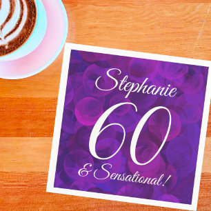 Elegant Purple 60 and Sensational Birthday Party Napkin