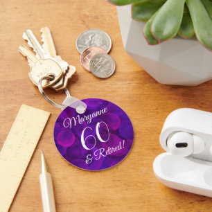 Elegant Purple 60 & Retired Retirement Key Ring