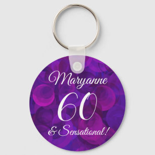 Elegant Purple 60 & Sensational Birthday Party Key Ring