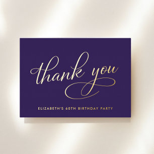 Elegant Purple 60th Birthday Foil Thank You Card