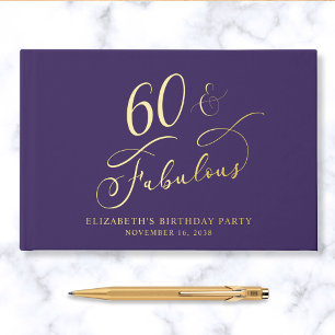 Elegant Purple 60th Birthday Party Gold Guest Book