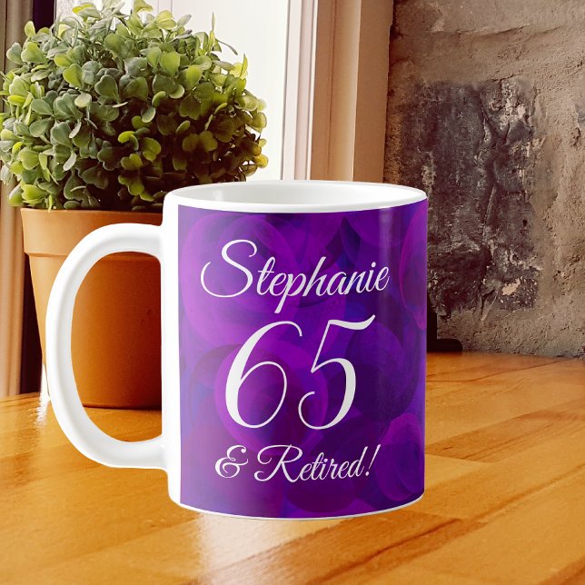 Elegant Purple 65 and Retired Retirement Coffee Mug (Creator Uploaded)