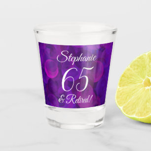 Elegant Purple 65 and Retired Retirement Shot Glass
